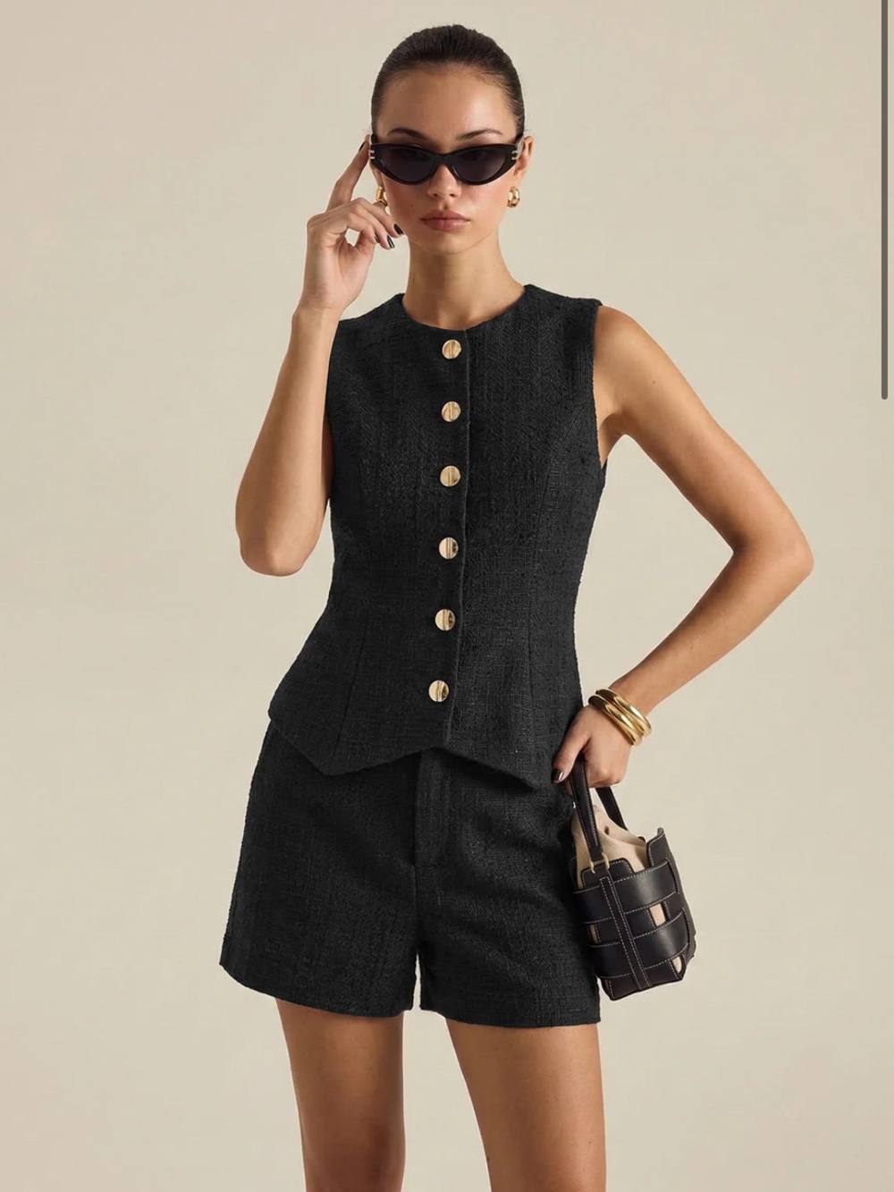 Black Tailored High-Waist Women’s Shorts
